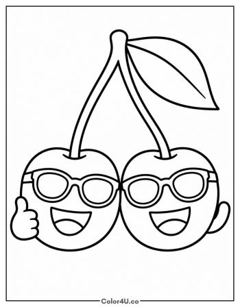 Cool Cherry in Sunglasses coloring page