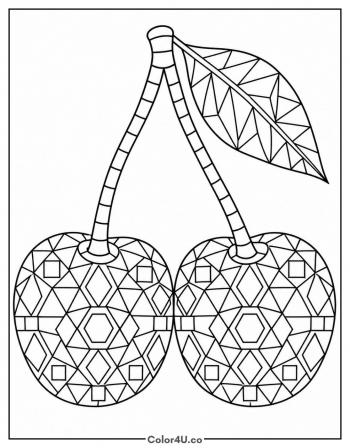 Geometric Cherry Pattern coloring page