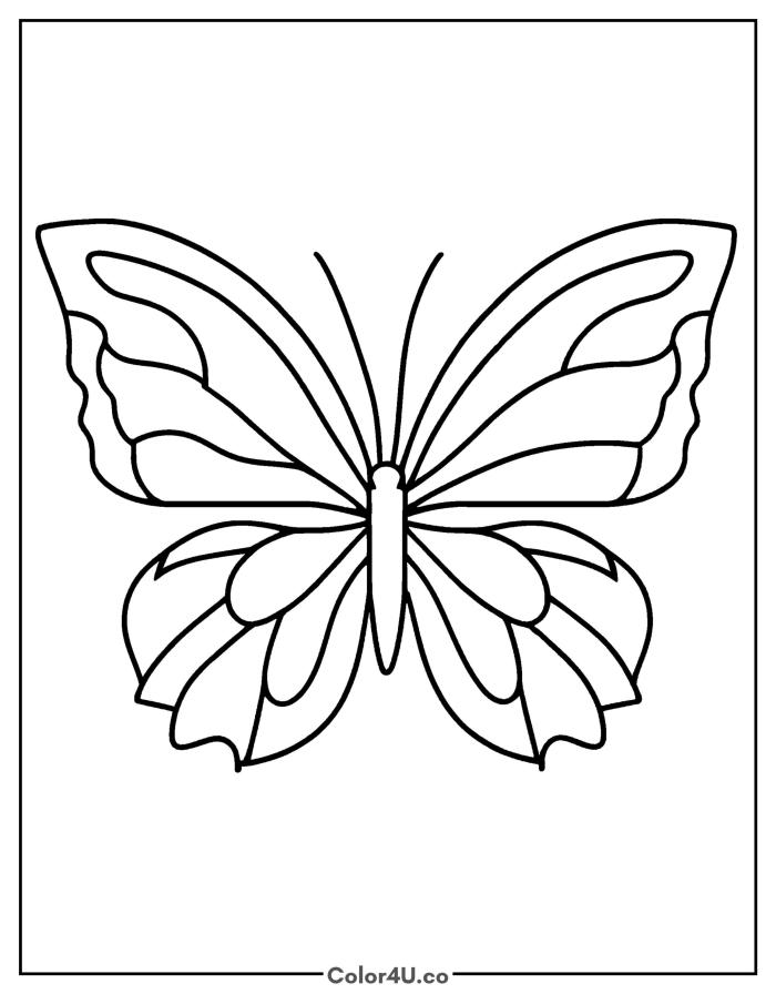 A beautiful butterfly, easy butterfly coloring page, free printable