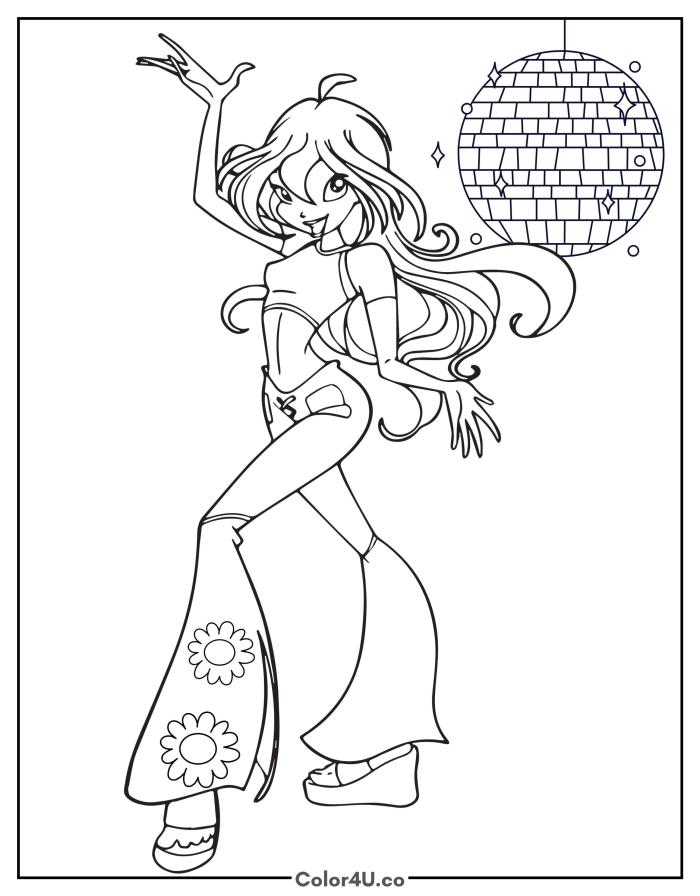 Bloom at the Disco Party Coloring Page