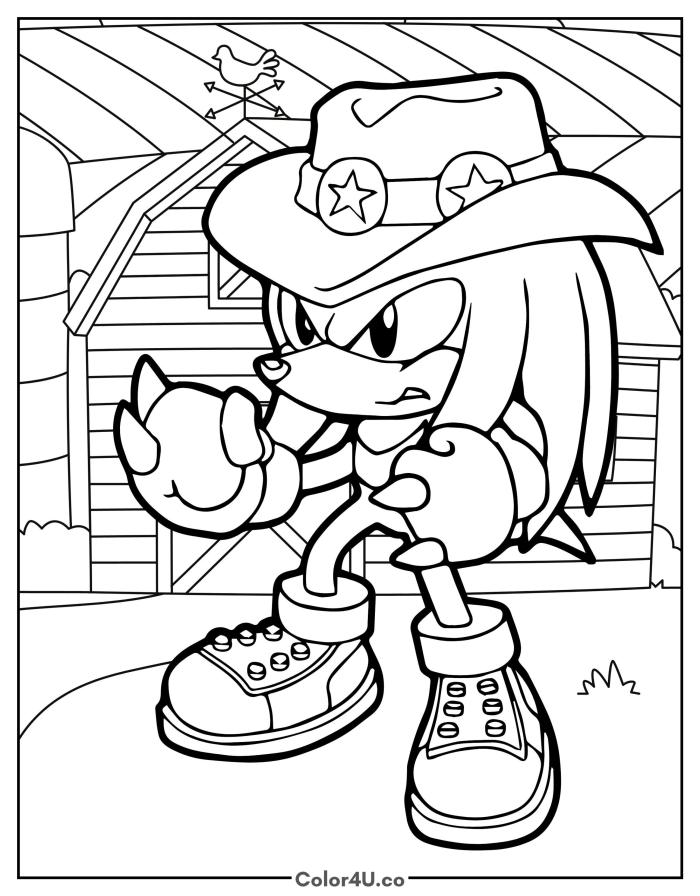 Knuckles on the Ranch Coloring Page