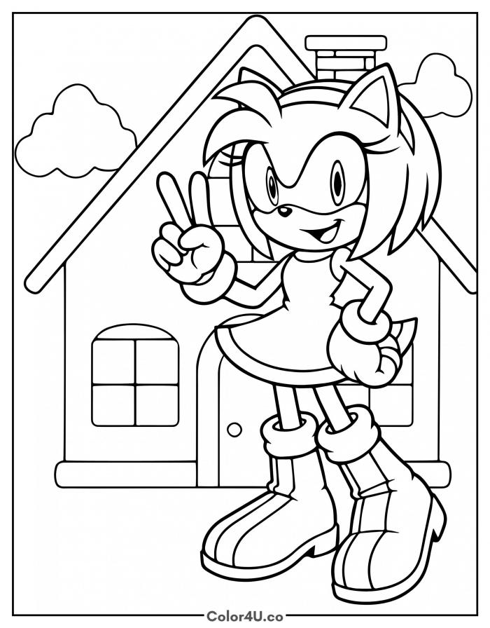 Amy Rose at Home Coloring Page