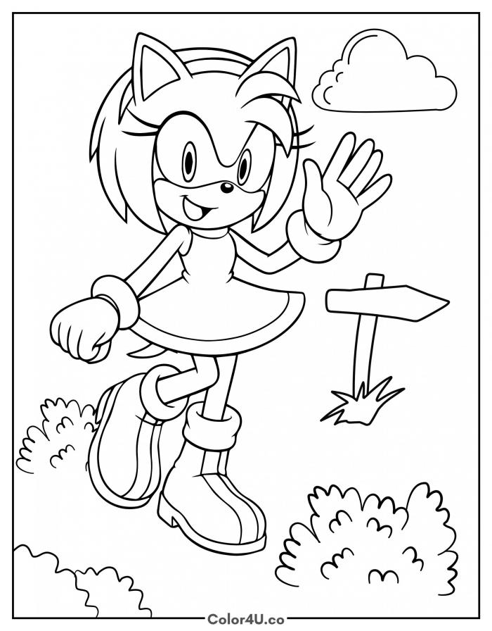 Amy Rose's Happy Morning Coloring Page