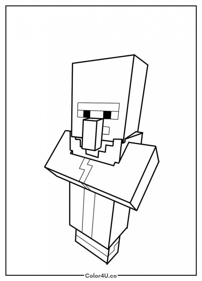 Minecraft Villager Coloring Page