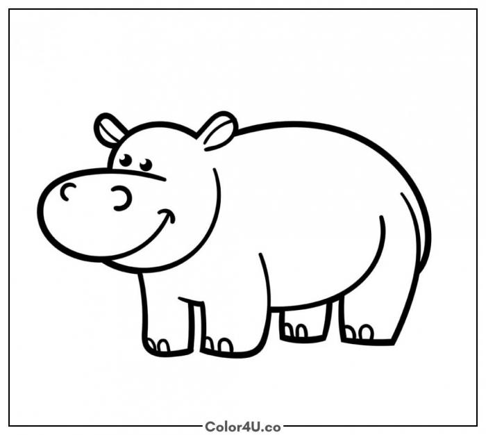 Smiling Hippo Coloring Page