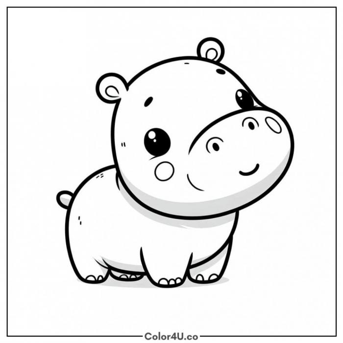 Baby Hippo Coloring Page