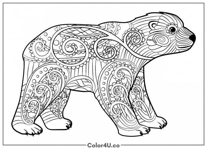 Intricate Pattern Bear Coloring Page