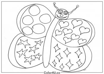 Cute Butterfly with Shapes Coloring Page