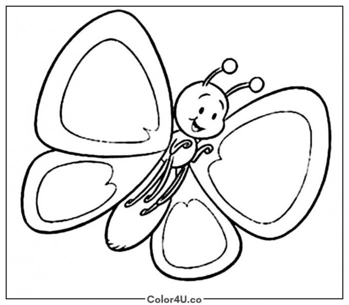 Simple Happy Butterfly Coloring Page