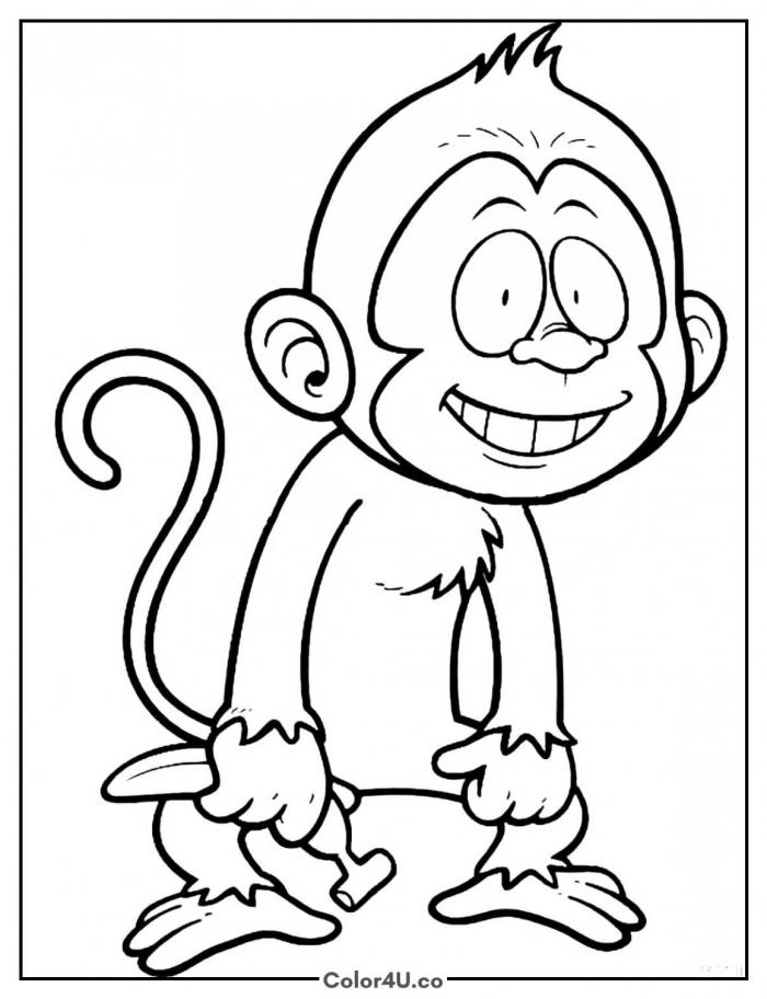 Smiling Monkey Coloring Page