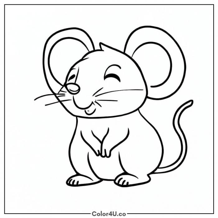 Happy Mouse Coloring Page