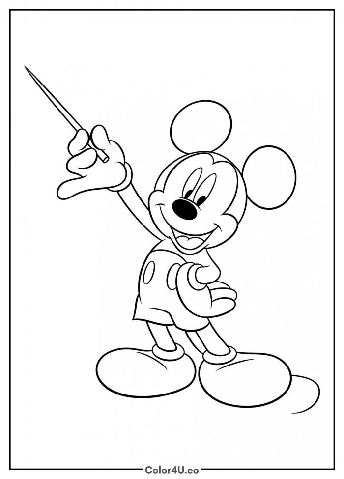 Mickey Mouse Holding a Baton Coloring Page