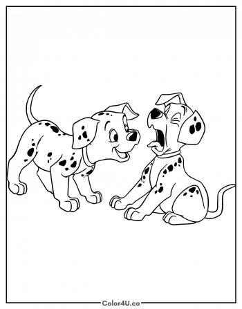 101 Dalmatian Cute Puppy Duo Coloring Page