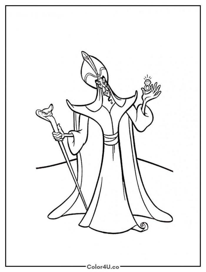 Jafar With Enchanted Ring Coloring Page