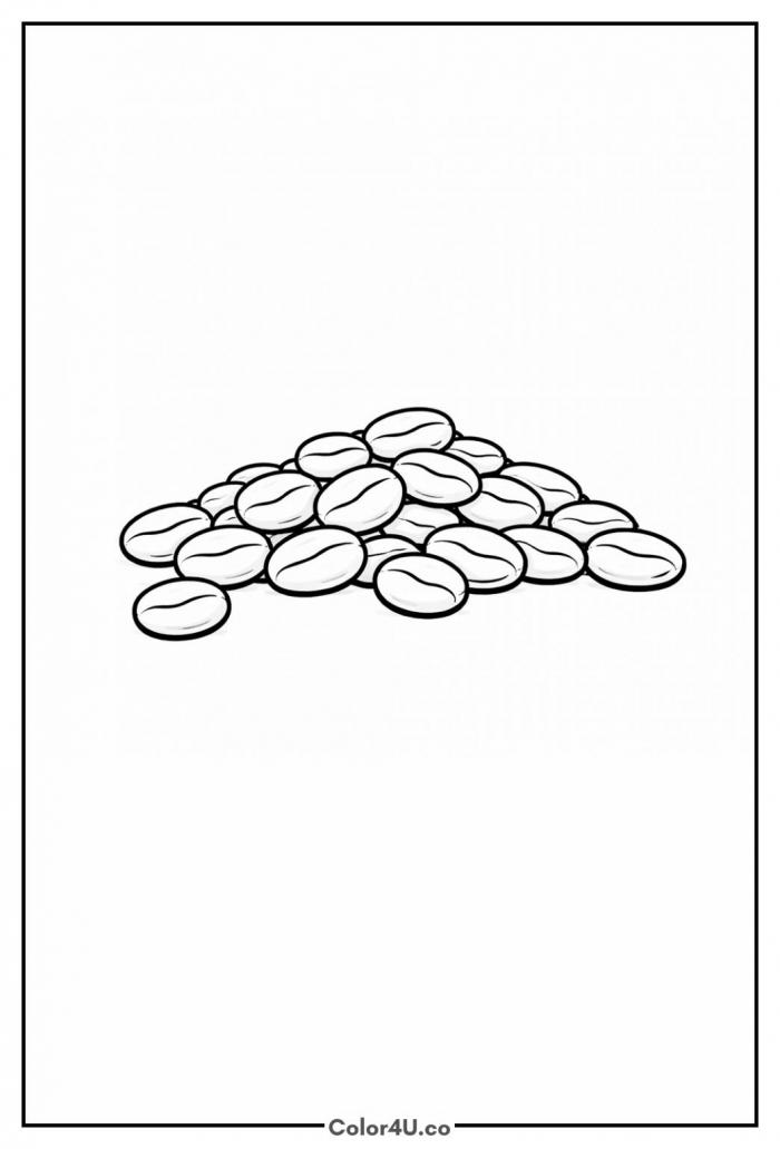 Coffee Beans Pile Coloring Page