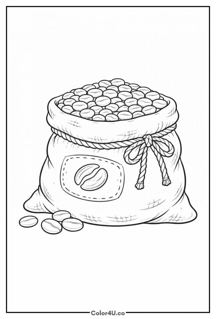 Sack Full Of Coffee Beans Coloring Page