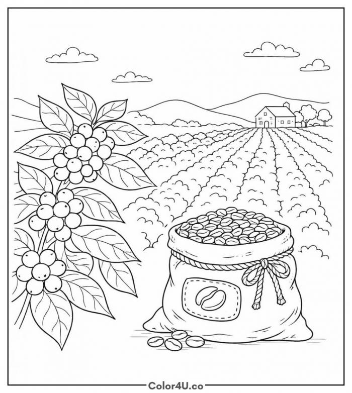 Coffee Farm  Coloring Page