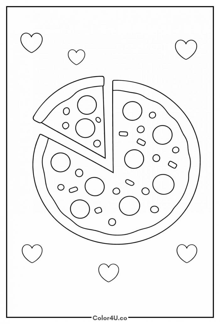 Simple Pizza Outline Coloring Page