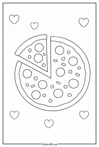 Simple Pizza Outline Coloring Page