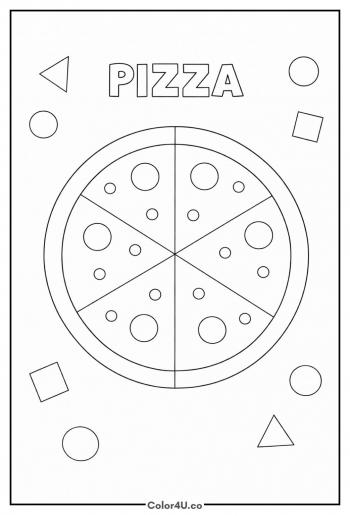 Easy Geometrical Pizza Coloring Page