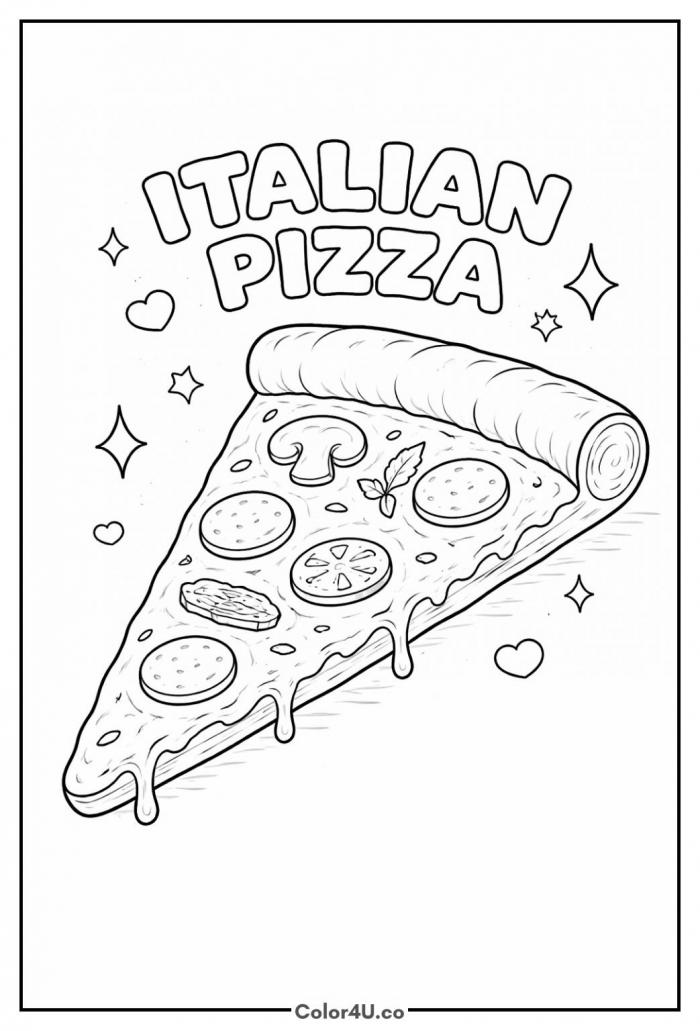 Simple Italian Pizza Slice Coloring Page