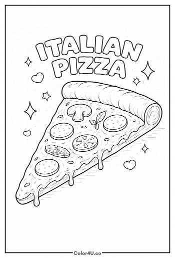 Simple Italian Pizza Slice Coloring Page