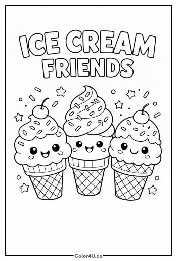 Ice Cream Friends Coloring Page