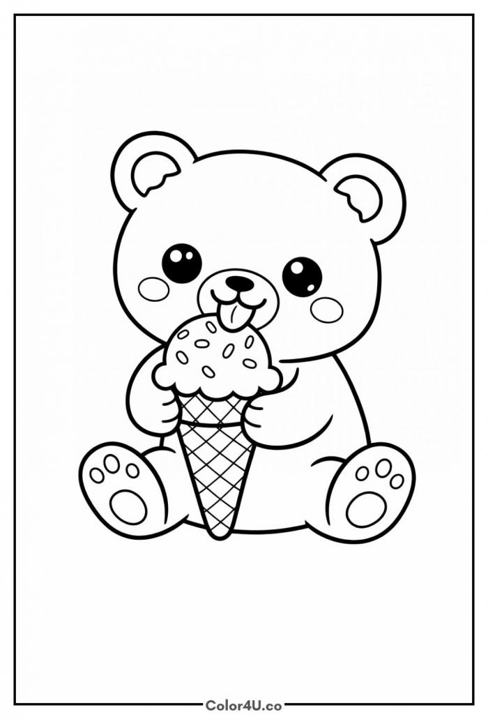 Bear Eating Ice Cream Coloring Page