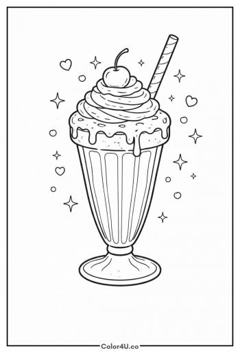Milkshake with Straw coloring page
