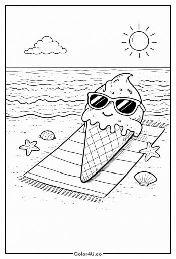 Beach Ice Cream Day coloring page