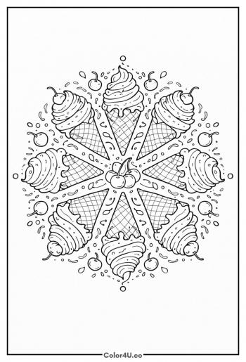 Ice Cream Mandala Swirls coloring page
