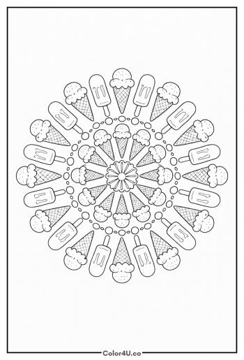 Dessert Pattern Mandala coloring page