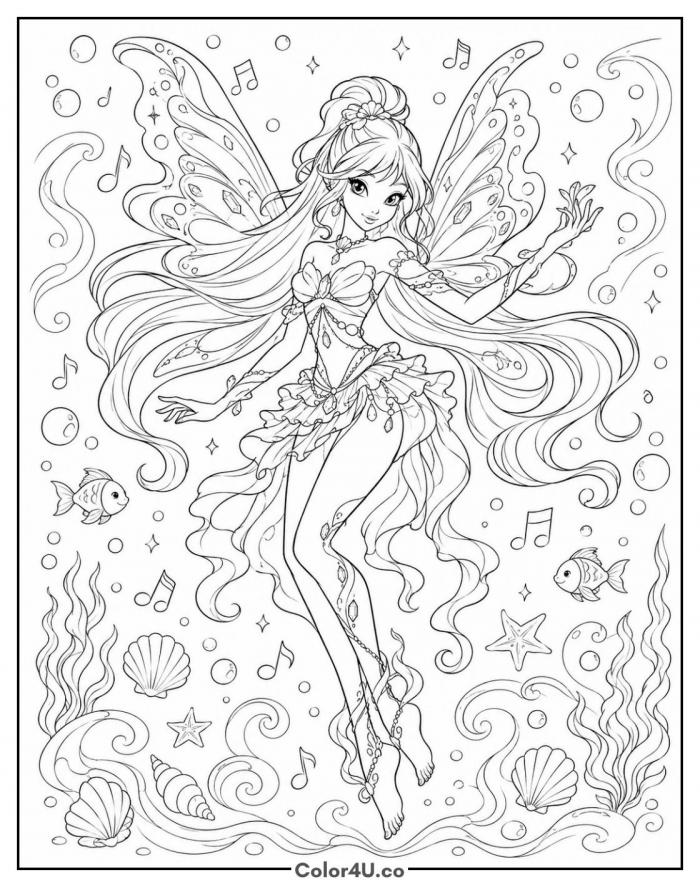 Musa Sirenix Coloring Page