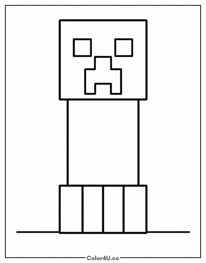 Minecraft Creeper standing, easy Minecraft coloring page, free printable