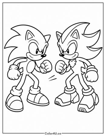 Shadow vs Sonic coloring page