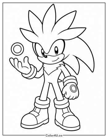 Silver the Hedgehog Floating a Ring coloring page