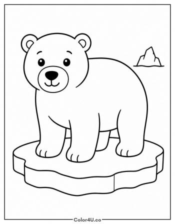 Polar Bear on Arctic Ice coloring page