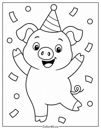 Rosie the Pig at the Party coloring page