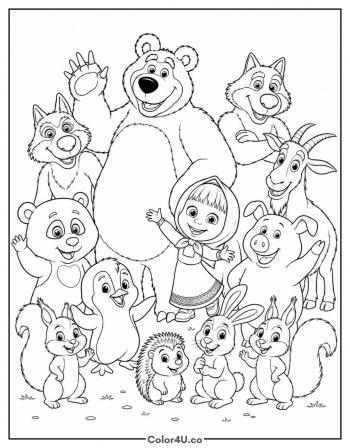 The Whole Gang Together coloring page