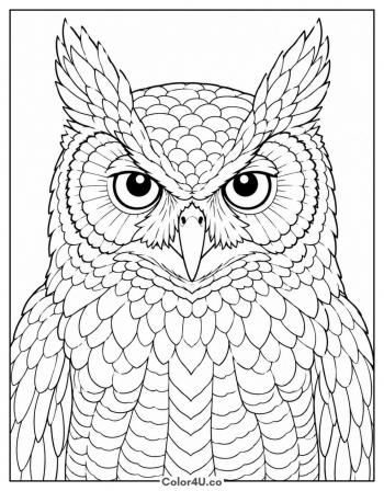 Great Horned Owl Portrait coloring page