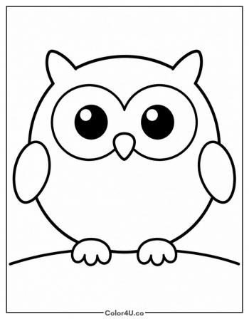 Simple Round Owl coloring page