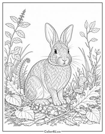 Realistic Woodland Rabbit coloring page
