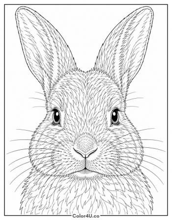 Realistic Rabbit Portrait coloring page