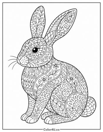 Zentangle Bunny coloring page