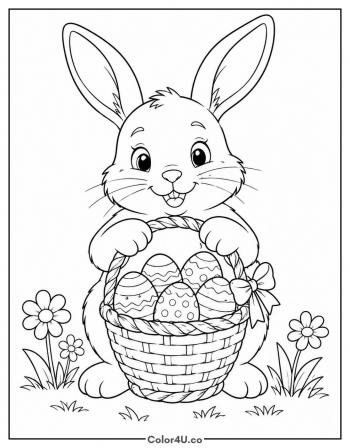 Easter Bunny with Basket coloring page