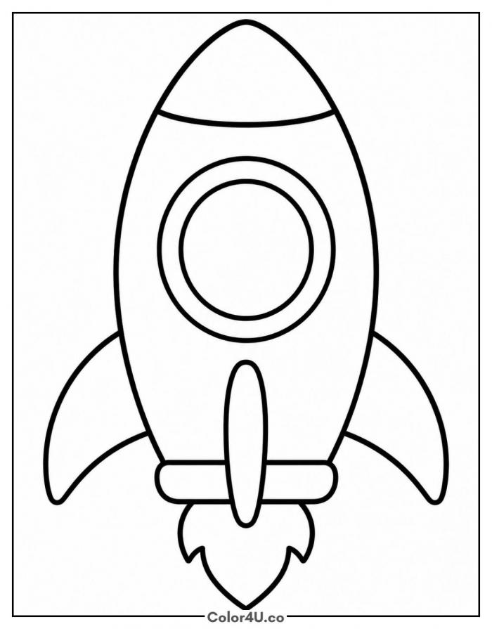 Big rocket blasting off, easy rocket coloring page, free printable