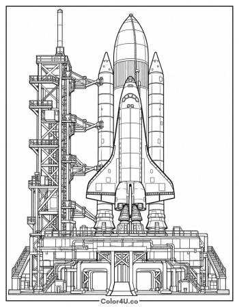 Space Shuttle on the Pad coloring page