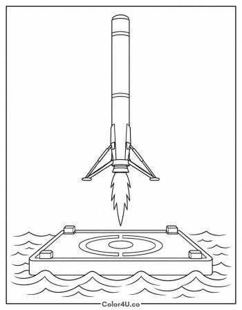 Booster Landing on the Sea Platform coloring page