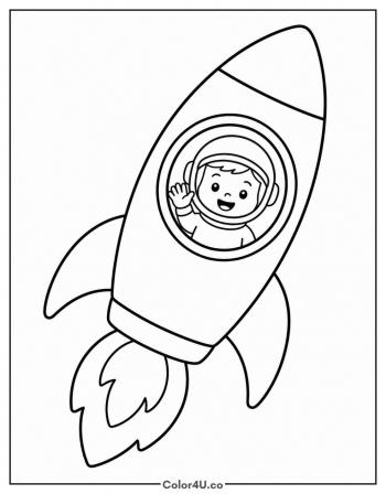 Astronaut Waving from the Cockpit coloring page