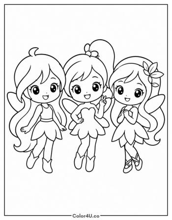 Chibi Winx Trio coloring page